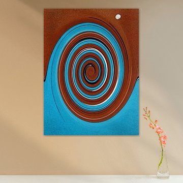 Spiralen in Braun Blau 01 / Farbstrudel