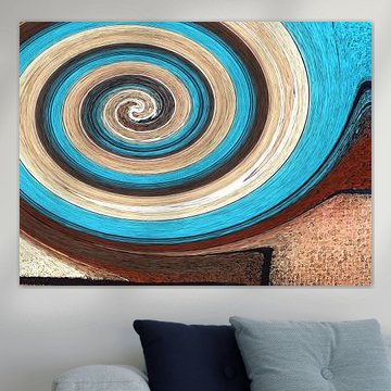 Spiralen in Braun Blau Vanille 02  / Farbstrudel