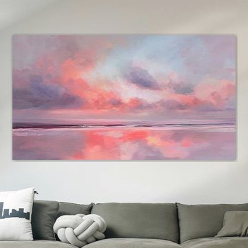 Des nuages rosés sur des vagues tranquilles sur Mosaic Dialogue