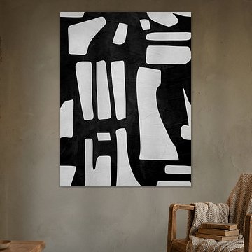 Moderne abstrakte organische, geometrische Schwarz-Weiß-Kunst