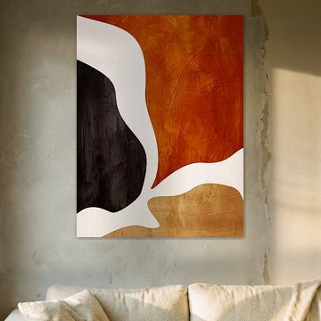 Moderne abstrakte organische und geometrische Kunst in Erdtönen.
