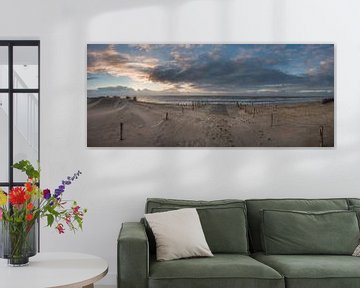 Panorama zonsondergang nederlands strand van Arjen Schippers