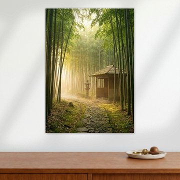 Zen-Bambus-Teehaus – Wandbild im japanischen Gartenstil