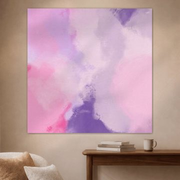 Peinture abstraite aux tons rose et lavande sur Dina Dankers
