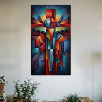 Abstrakte Kreuzigung Jesu im Kubismus-Stil, stehendes Panorama von TheXclusive Art