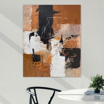 Teintes chaudes de terre et formes graphiques | Peinture abstraite moderne