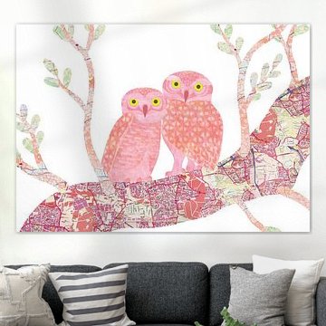 Collage « Couple de chouettes » sur Carlijn van der Leede