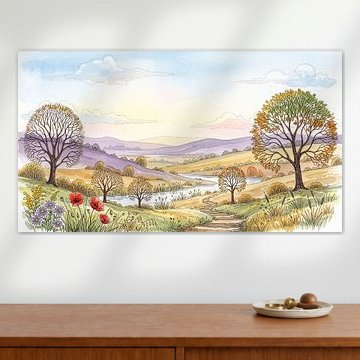 Panorama de la vallée à l'aquarelle sur Markus Gann