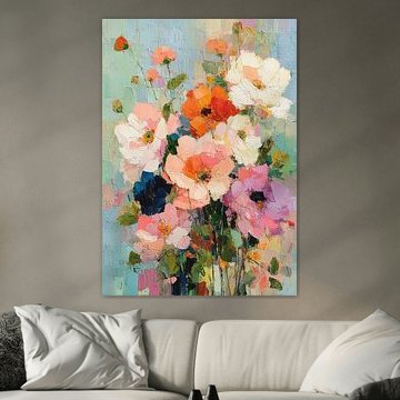 Bouquet de fleurs abstrait aux couleurs pastel sur Niklas Maximilian