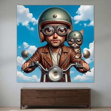 A motorbike ride with the cat by ¡ guay !