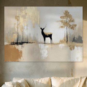 Herten in het gouden bos Minimalistisch