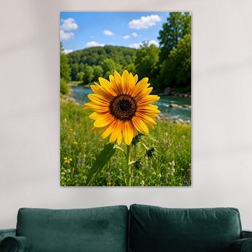Golden Hour Blossom – Sunflower by the River