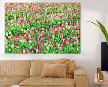 szenische Bild mit Tulpen in voller Blüte
