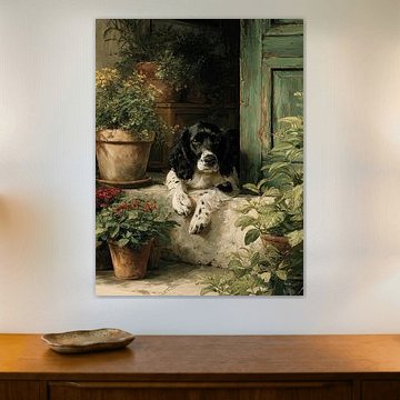 Englischer Cocker Spaniel an der Gartentür von Erika Kaisersot