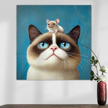 Une souris rusée - un chat grincheux sur Jutta Maria Pusl