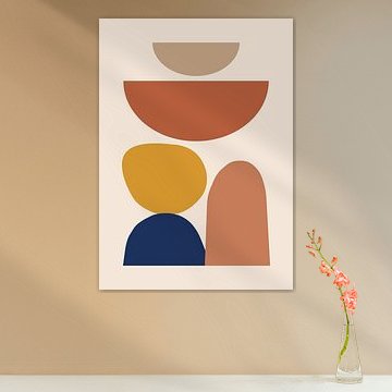 minimalist mid-century modern abstract illustrations with geometric shapes and lines in warm, earthy colors by Adam Khabibi