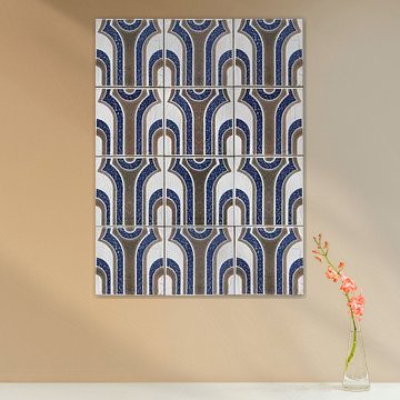 Geometrische portugiesische Azulejo-Fliesen in Blau und Braun von Minimalistic Travel Photography by.Rieneke