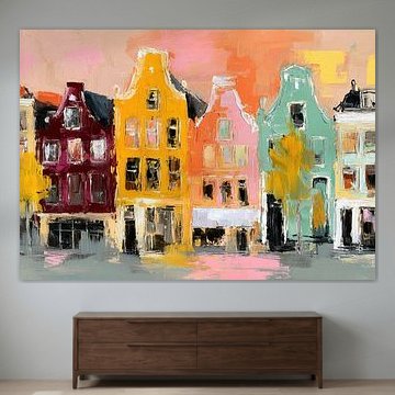 A row of colourful houses in Amsterdam by Niklas Maximilian