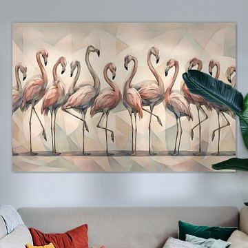 Flamingo groep pastel