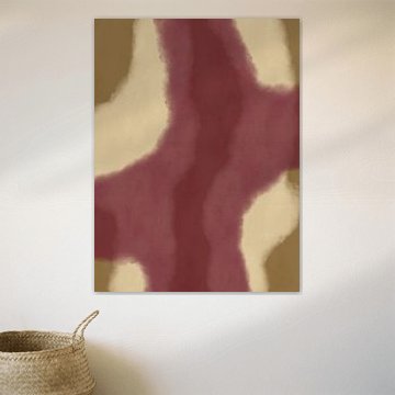 Abstract painting in burgundy, green and white by Dina Dankers