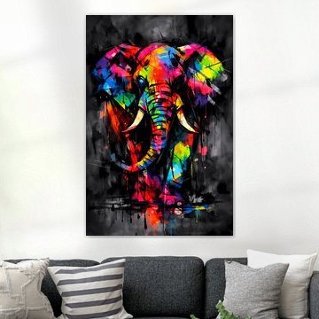 Neon Elephant Majesty – Color Burst Power von ButterflyPix