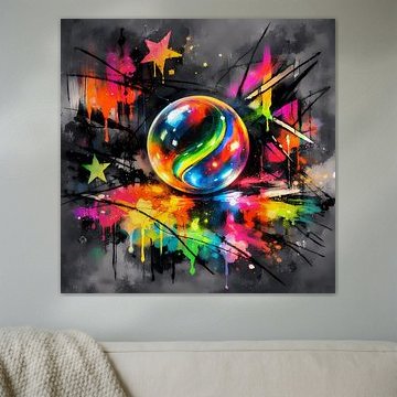 Neon Energy Sphere – Kosmische kleurenuitbarsting van ButterflyPix