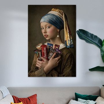 Girl with a Pearl Earring and Chocolate – nostalgia by Peter Pen Drawings and Paintings