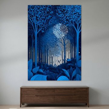 Clair de lune dans une forêt stylisée