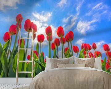 Frühjahr mit roten Tulpen von eric van der eijk