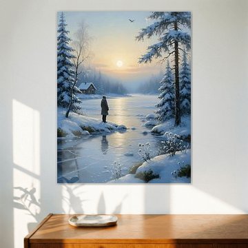 Een bevroren meer onder de winterzon van Regan Frederick