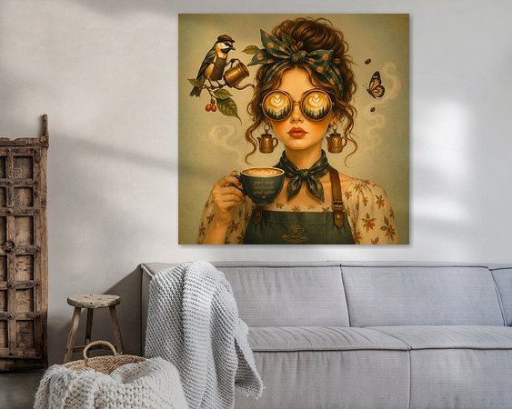 Voorbeeld van het werk in een kamer