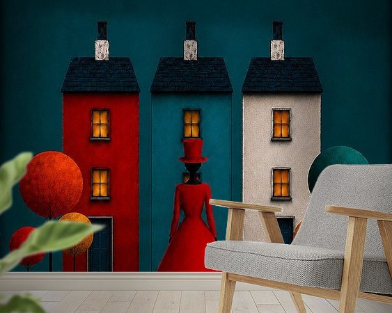 Voorbeeld van het werk in een kamer