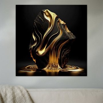 Monoliet en spiegel In de stroom van goud