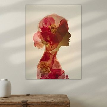 Doppelbelichtung mit Blumenporträt – Künstlerische Fine-Art-Wanddekoration