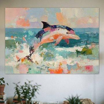 A leaping dolphin in bright colours by Niklas Maximilian