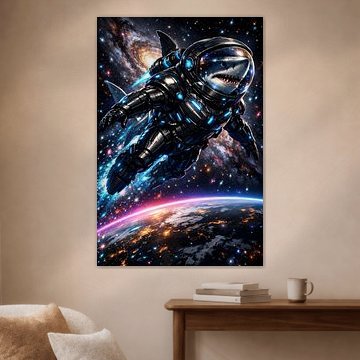 Great White Shark Astronaut Space Suit Sci-Fi Art by Faheem Beigh