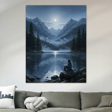 Bergsee im silbernen Mondlicht von Regan Frederick