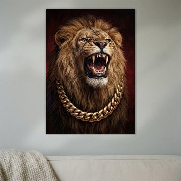 Le roi lion rugissant, le boss à la chaîne en or