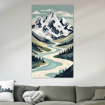 Sommets alpins majestueux : un paysage moderne et naturel sur Artistic