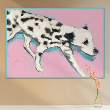 Dalmatians in Motion – Contemporary Dog Art in Soft Shades of Pink by ATELIER KAMILA M