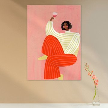 Illustration d'une femme avec un verre de vinIllustration d'une femme avec un verre de vin