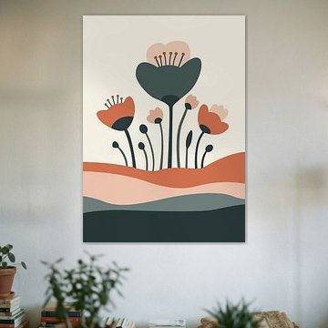 Minimalist nature featuring abstract floral silhouettes in muted earthy tones. by Adam Khabibi