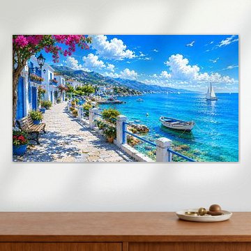 Mediterranean Cliffside Path Overlooking the Sea – Coastal Wall Art by Dodik Hariyono