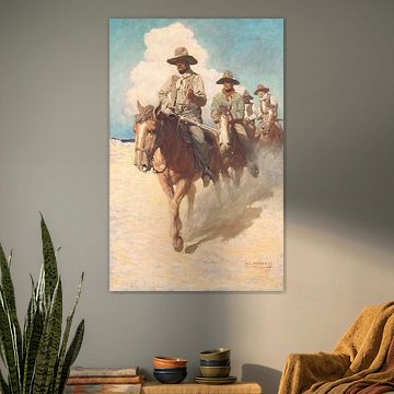 N.C. Wyeth - De kleine posse begon aan zijn tocht, de gespierde maarschalk voorop, 1907
