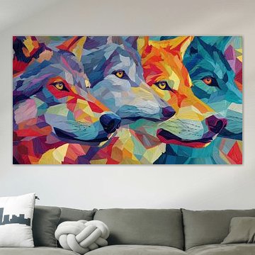 Wölfe – Kubismus-Panorama von TheXclusive Art