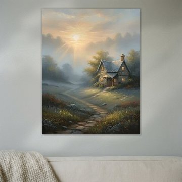 Dawn Mist Over the Aesthetic Cottage by Regan Frederick