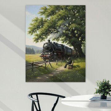 Locomotive Beneath the Shady Tree by Regan Frederick