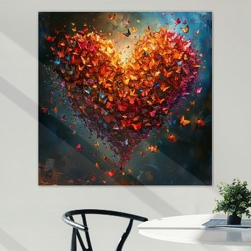 Tableau abstrait — un cœur de papillons sur Wilma Mesman