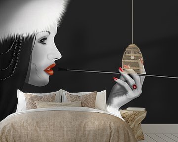 Lady Ninotchka 2 (version in zwart / wit met Colorkey) van Monika Jüngling