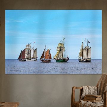 Zeilschepen op de Oostzee in Warnemünde tijdens van Rico Ködder